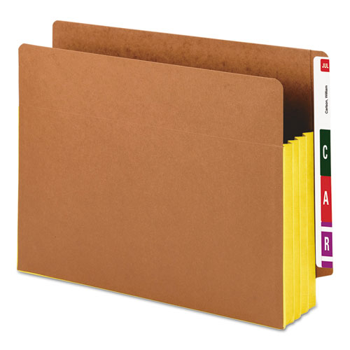 Picture of Redrope Drop-Front End Tab File Pockets, Fully Lined 6.5" High Gussets, 3.5" Expansion, Letter Size, Redrope/Yellow, 10/Box