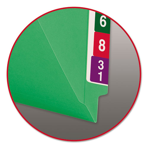 Picture of Shelf-Master Reinforced End Tab Colored Folders, Straight Tabs, Letter Size, 0.75" Expansion, Green, 100/Box