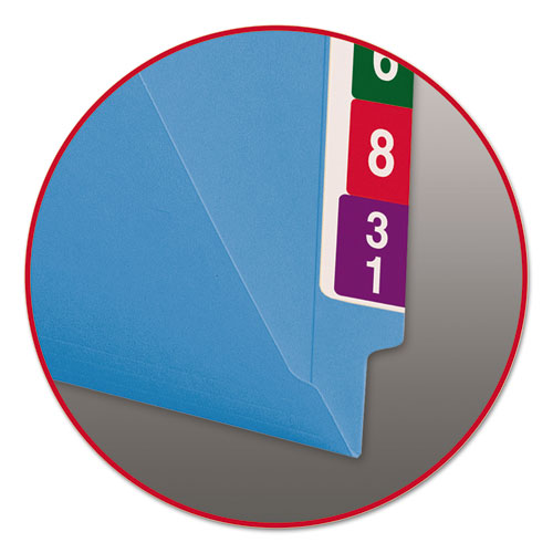 Picture of Shelf-Master Reinforced End Tab Colored Folders, Straight Tabs, Letter Size, 0.75" Expansion, Blue, 100/Box