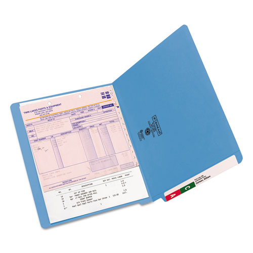 Picture of Shelf-Master Reinforced End Tab Colored Folders, Straight Tabs, Letter Size, 0.75" Expansion, Blue, 100/Box