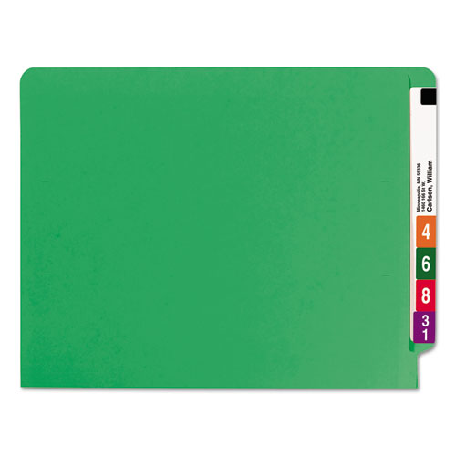 Picture of Shelf-Master Reinforced End Tab Colored Folders, Straight Tabs, Letter Size, 0.75" Expansion, Green, 100/Box