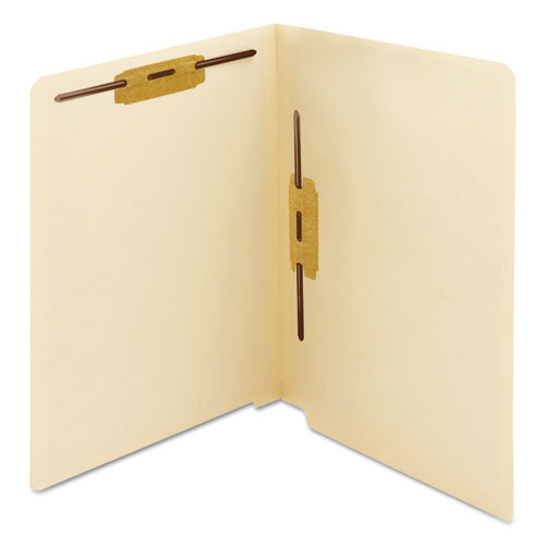 Picture of End Tab Fastener Folders with Reinforced Straight Tabs, 11-pt Manila, 2 Fasteners: Top/Side, Letter Size, Manila, 50/Box