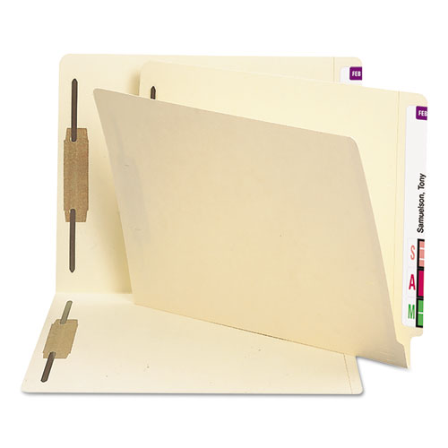 Picture of End Tab Fastener Folders with Reinforced Straight Tabs, 11-pt Manila, 2 Fasteners, Letter Size, Manila Exterior, 250/Box