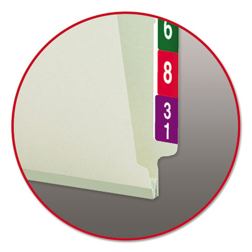 Picture of End Tab Pressboard Classification Folders, Two SafeSHIELD Coated Fasteners, 1" Expansion, Letter Size, Gray-Green, 25/Box