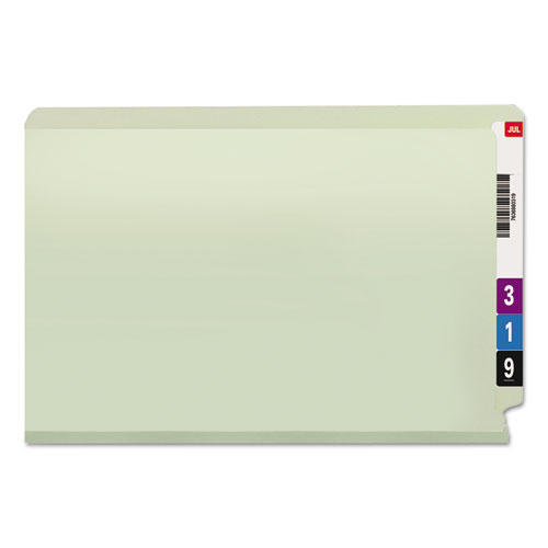 Picture of End Tab Pressboard Classification Folders, Two SafeSHIELD Coated Fasteners, 1" Expansion, Legal Size, Gray-Green, 25/Box