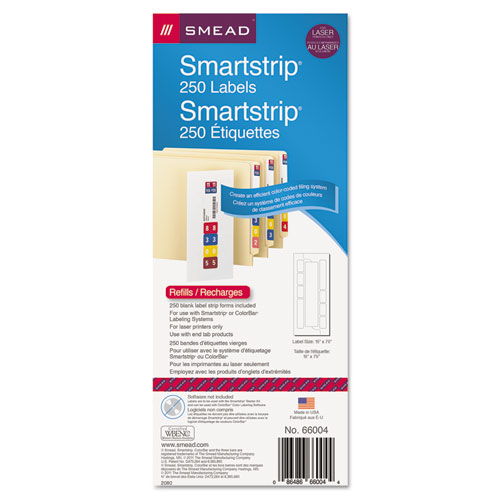 Picture of Color-Coded Smartstrip Refill Label Forms, Laser Printer, Assorted, 1.5 x 7.5, White, 250/Pack