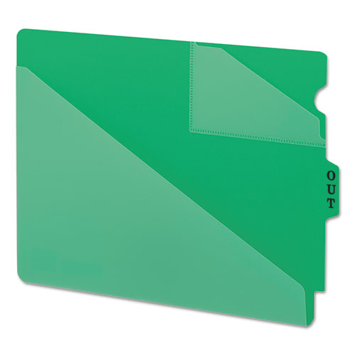 Picture of End Tab Poly Out Guides, Two-Pocket Style, 1/3-Cut End Tab, Out, 8.5 x 11, Green, 50/Box