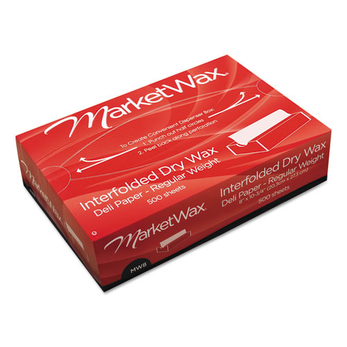 Picture of MarketWax Interfolded Dry Wax Deli Paper, 8 x 10.75, White, 500/Box, 12 Boxes/Carton