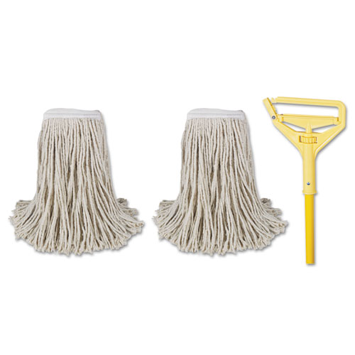 Picture of Cotton Cut End Mop Kit, #24 Natural Cotton Head, 60" Yellow Metal/Plastic Handle