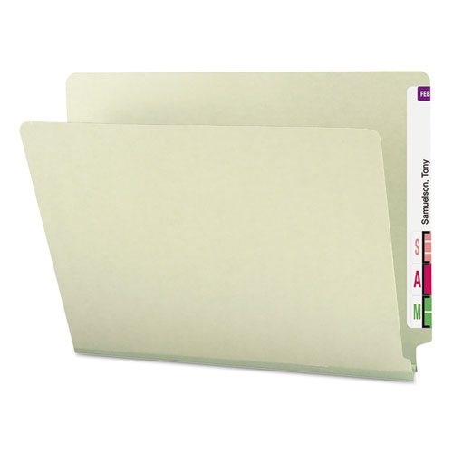 Picture of Extra-Heavy Recycled Pressboard End Tab Folders, Straight Tabs, Letter Size, 1" Expansion, Gray-Green, 25/Box