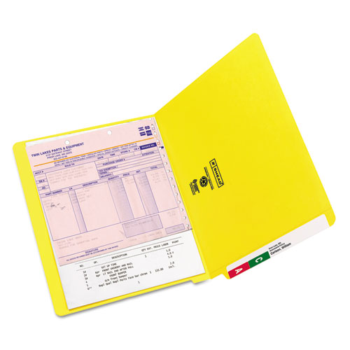 Picture of Shelf-Master Reinforced End Tab Colored Folders, Straight Tabs, Letter Size, 0.75" Expansion, Yellow, 100/Box