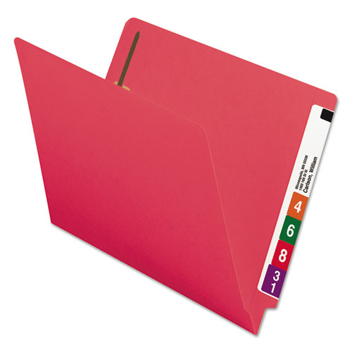 Picture of Heavyweight Colored End Tab Fastener Folders, 0.75" Expansion, 2 Fasteners, Letter Size, Red Exterior, 50/Box