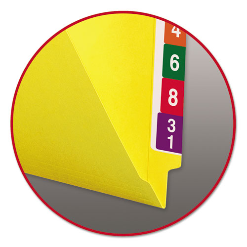 Picture of Shelf-Master Reinforced End Tab Colored Folders, Straight Tabs, Letter Size, 0.75" Expansion, Yellow, 100/Box