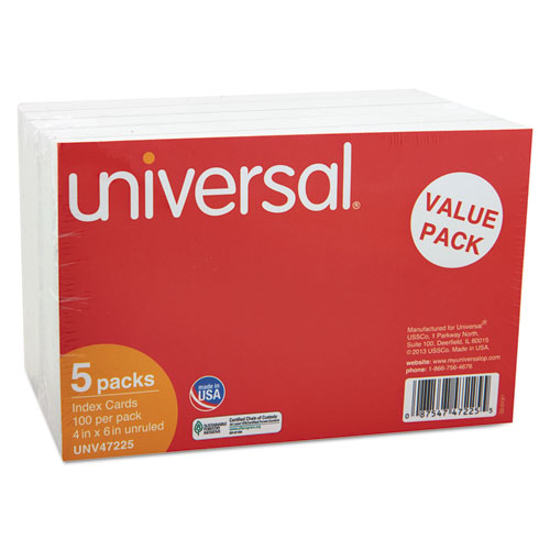 Picture of Unruled Index Cards, 4 x 6, White, 500/Pack