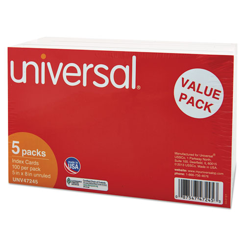 Picture of Unruled Index Cards, 5 x 8, White, 500/Pack