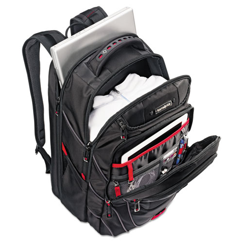 Picture of Tectonic PFT Backpack, Fits Devices Up to 17", Ballistic Nylon, 13 x 9 x 19, Black/Red