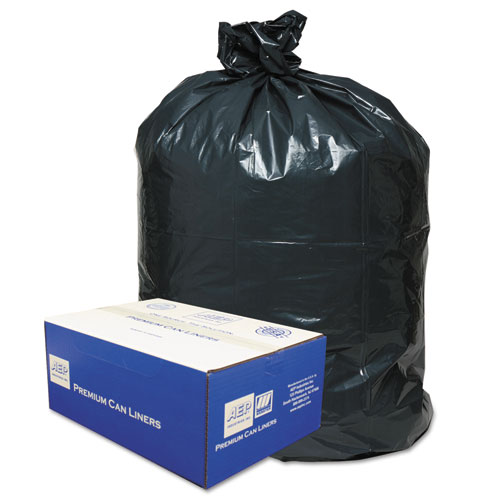 Picture of Linear Low-Density Can Liners, 45 gal, 0.63 mil, 40" x 46", Black, 25 Bags/Roll, 10 Rolls/Carton