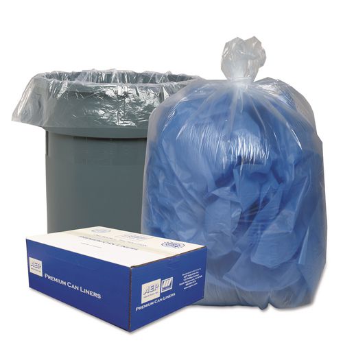 Picture of Linear Low-Density Can Liners, 56 gal, 0.9 mil, 43" x 47", Clear, 10 Bags/Roll, 10 Rolls/Carton