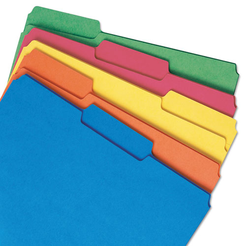 Picture of Interior File Folders, 1/3-Cut Tabs: Assorted, Letter Size, 0.75" Expansion, Assorted Colors, 100/Box