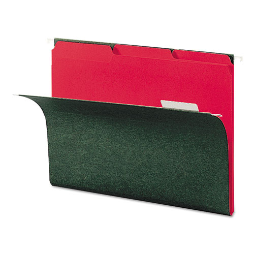 Picture of Interior File Folders, 1/3-Cut Tabs: Assorted, Letter Size, 0.75" Expansion, Red, 100/Box