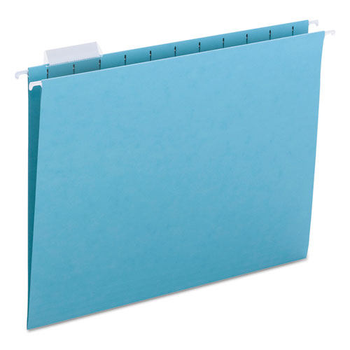 Picture of Colored Hanging File Folders, Letter Size, 1/5-Cut Tab, Aqua, 25/Box