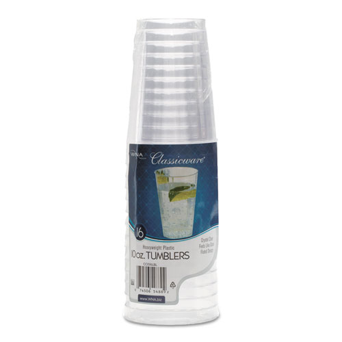 Picture of Classicware Tumblers, 10 oz, Plastic, Clear, Tall, 16/Bag, 15 Bags/Carton