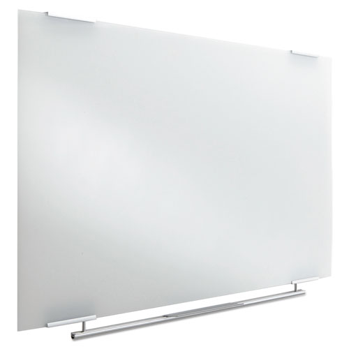 Picture of Clarity Glass Dry Erase Board with Aluminum Trim, 60" x 36", White Surface, Satin Aluminum Frame