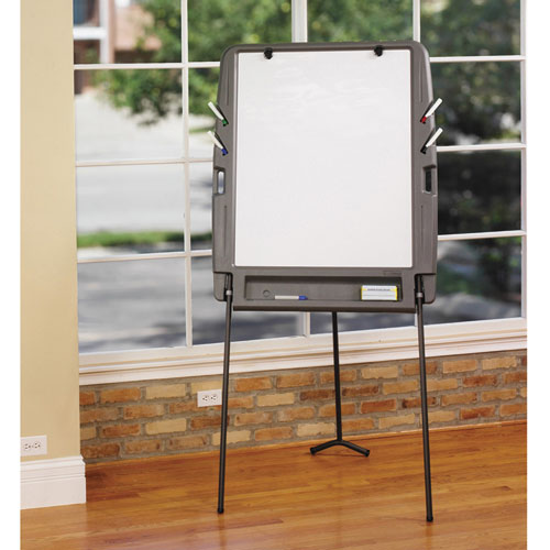 Picture of Ingenuity Portable Flipchart Easel with Dry Erase Surface, 35" x 30", White Surface, Charcoal Gray Polyethylene Frame