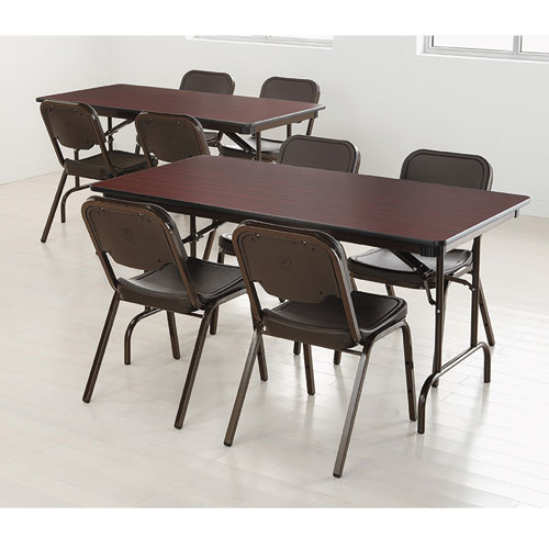 Picture of OfficeWorks Commercial Wood-Laminate Folding Table, Rectangular Top, 60 x 30 x 29, Mahogany