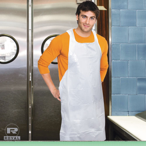Picture of Poly Apron, 28 x 46,  One Size Fits All, White, 100/Pack, 10 Packs/Carton