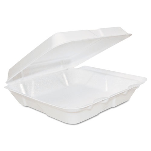 Picture of Foam Hinged Lid Containers, 8 x 8 x 2.25, White, 200/Carton