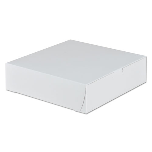 Picture of White One-Piece Non-Window Bakery Boxes, 9 x 9 x 2.5, White, Paper, 250/Carton