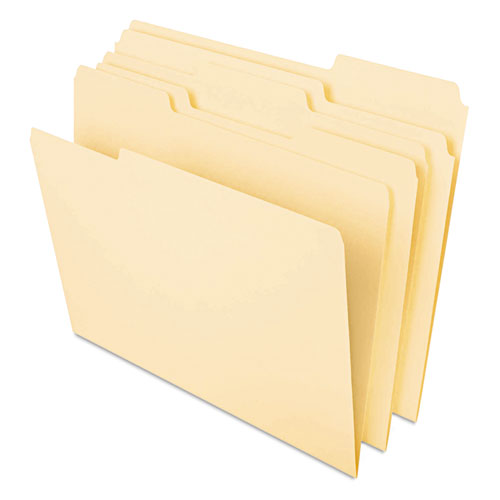 Picture of Deluxe Heavyweight File Folders, 1/3-Cut Tabs: Assorted, Legal Size, 0.75" Expansion, Manila, 50/Pack
