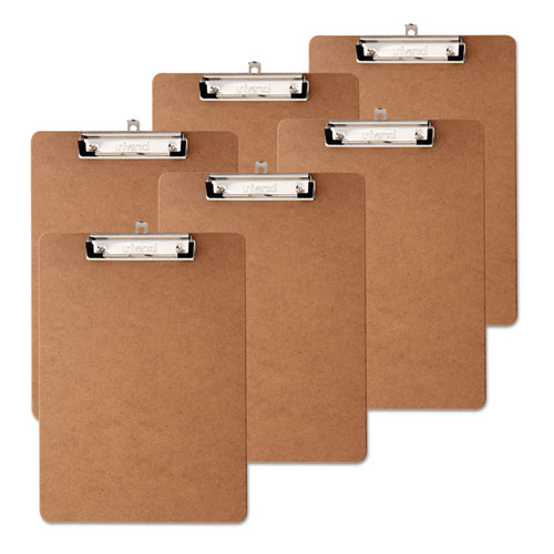 Picture of Hardboard Clipboard with Low-Profile Clip, 0.5" Clip Capacity, Holds 8.5 x 11 Sheets, Brown, 6/Pack