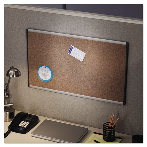 Picture of ARC Frame Cubicle Board, Cork Bulletin, 30" x 18", Tan Surface, Satin Aluminum Frame