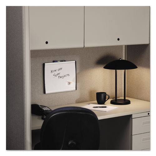 Picture of ARC Frame Cubicle Board, Magnetic Dry Erase, 14" x 11", White Surface, Satin Aluminum Frame