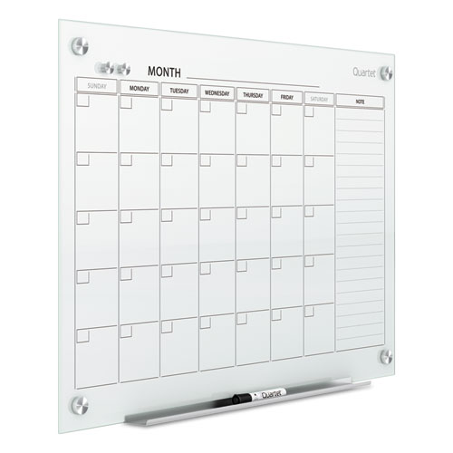 Picture of Infinity Magnetic Glass Calendar Board, Monthly Planning/Scheduling, 48" x 36", White Surface