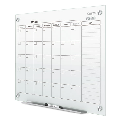 Picture of Infinity Magnetic Glass Calendar Board, Monthly Planning/Scheduling, 48" x 36", White Surface