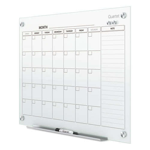 Picture of Infinity Magnetic Glass Calendar Board, Monthly Planning/Scheduling, 36" x 24", White Surface