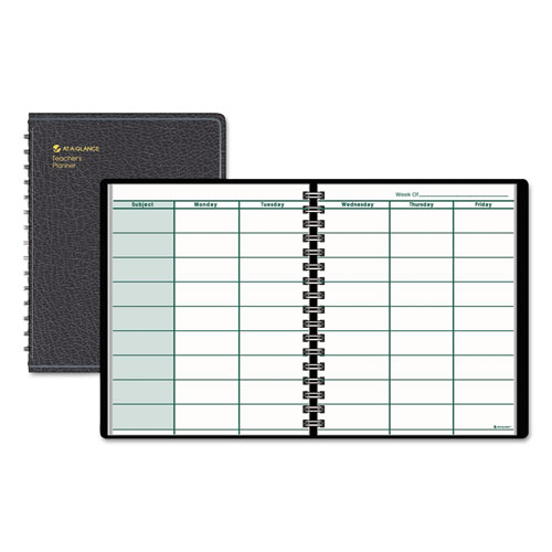 Undated Teacher's Planner, Weekly, Two-Page Spread (nine Classes), 10.88 X 8.25, Black Cover