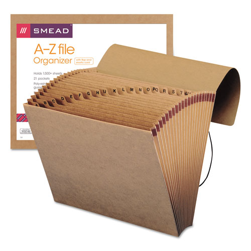 Picture of Indexed Expanding Kraft Files, 21 Sections, Elastic Cord Closure, 1/21-Cut Tabs, Letter Size, Kraft