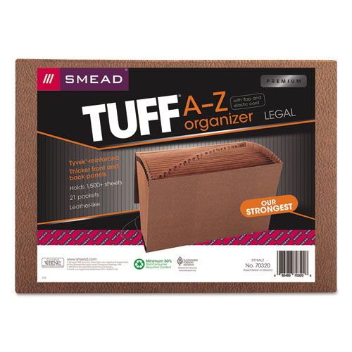 Picture of TUFF Expanding Wallet, 21 Sections, Elastic Cord Closure, 1/21-Cut Tabs, Legal Size, Redrope