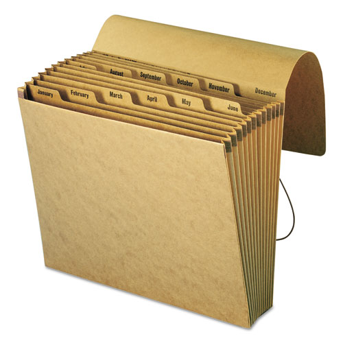 Picture of Indexed Expanding Kraft Files, 12 Sections, Elastic Cord Closure, 1/12-Cut Tabs, Letter Size, Kraft