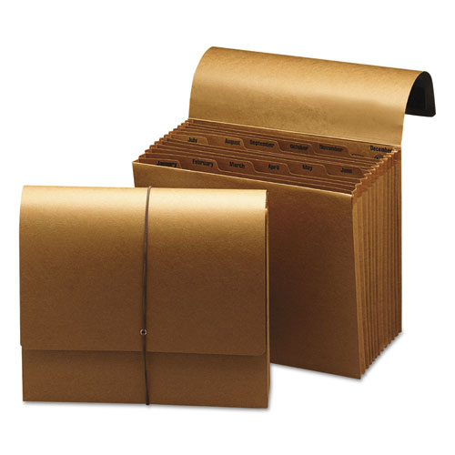 Picture of Indexed Expanding Kraft Files, 12 Sections, Elastic Cord Closure, 1/12-Cut Tabs, Letter Size, Kraft