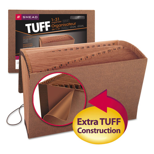 Picture of TUFF Expanding Wallet, 31 Sections, Elastic Cord Closure, 1/15-Cut Tabs, Legal Size, Redrope