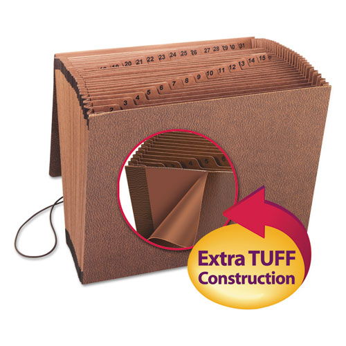 Picture of TUFF Expanding Wallet, 31 Sections, Elastic Cord Closure, 1/15-Cut Tabs, Letter Size, Redrope