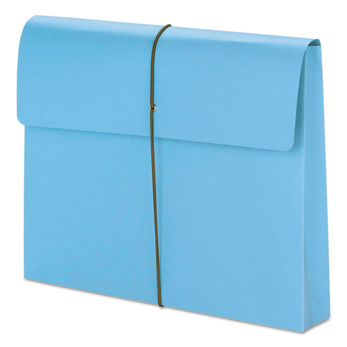 Picture of Expanding Wallet with Elastic Cord, 2" Expansion, 1 Section, Elastic Cord Closure, Letter Size, Blue, 10/Box