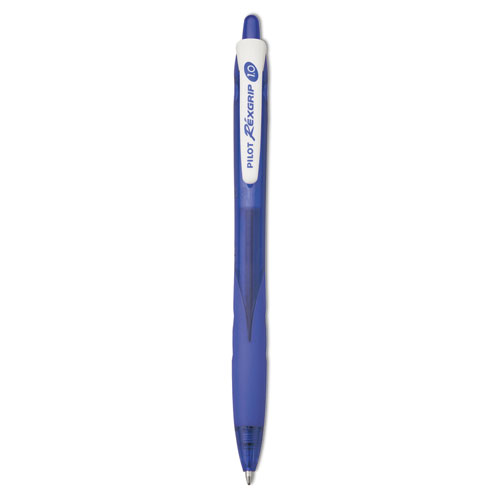 Picture of RexGrip BeGreen Ballpoint Pen, Retractable, Medium 1 mm, Blue Ink, Translucent Blue Barrel, Dozen