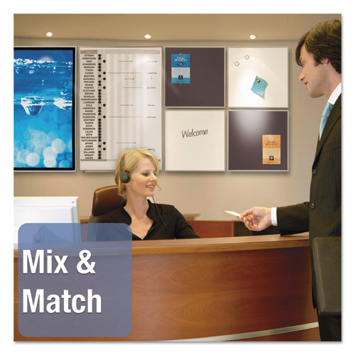 Picture of Matrix Employee In/Out Board, Vertical, 36-Person Tracking, 34" x 23", White Surface, Satin Aluminum Frame