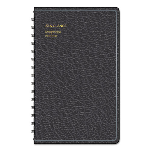 Picture of Telephone/Address Book, 4.78 x 8, Black Simulated Leather, 100 Sheets